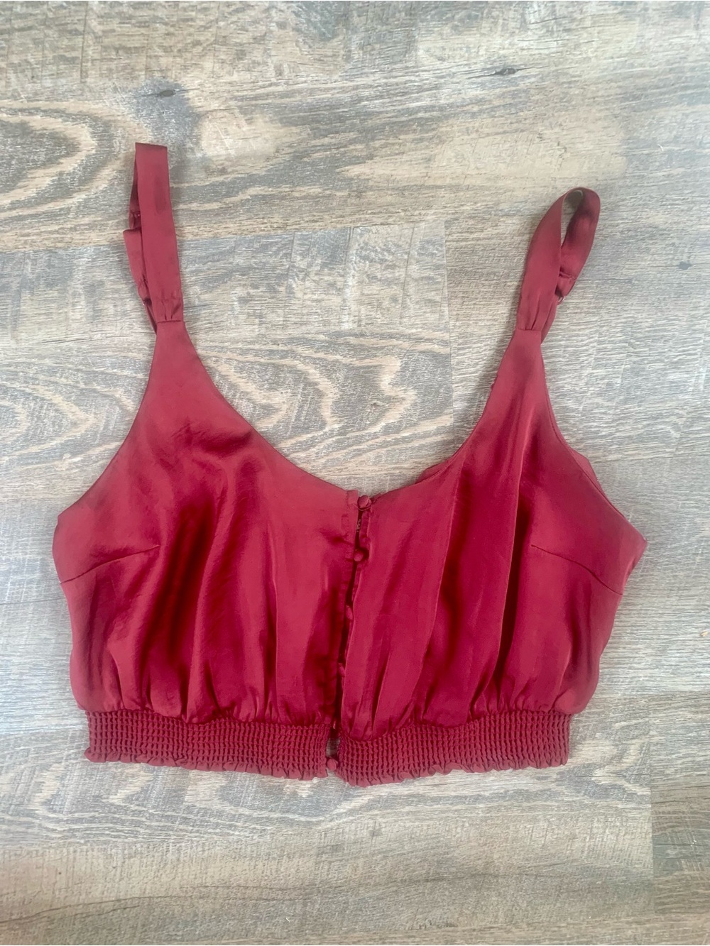 Satin FreePeople Wine Red Cropped Tank Top